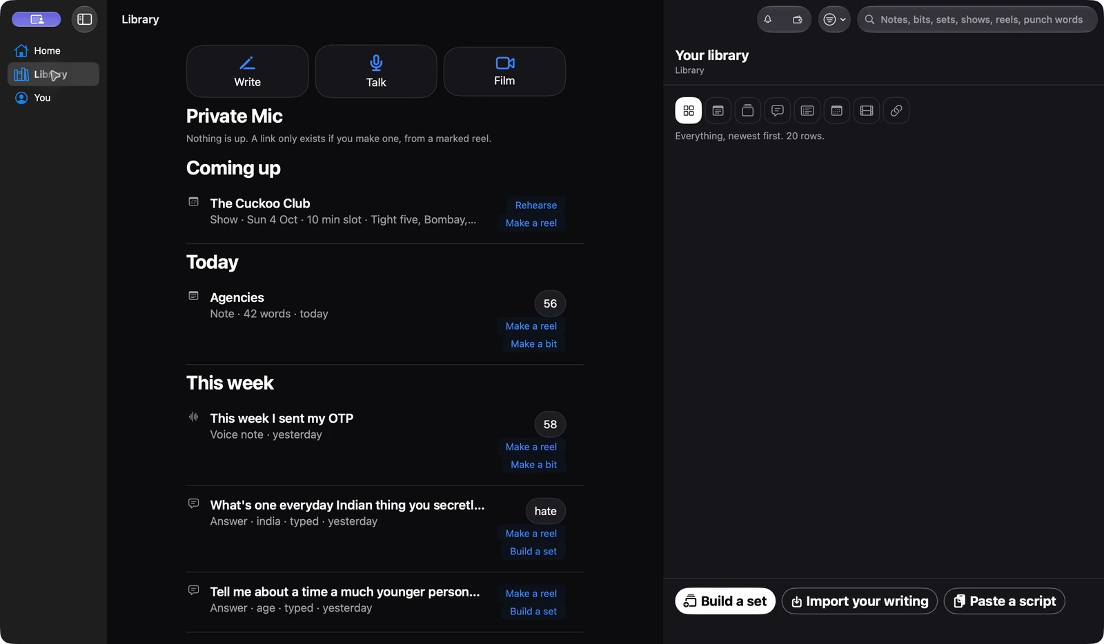 Native Mac Library with filters in its side column · sample material.